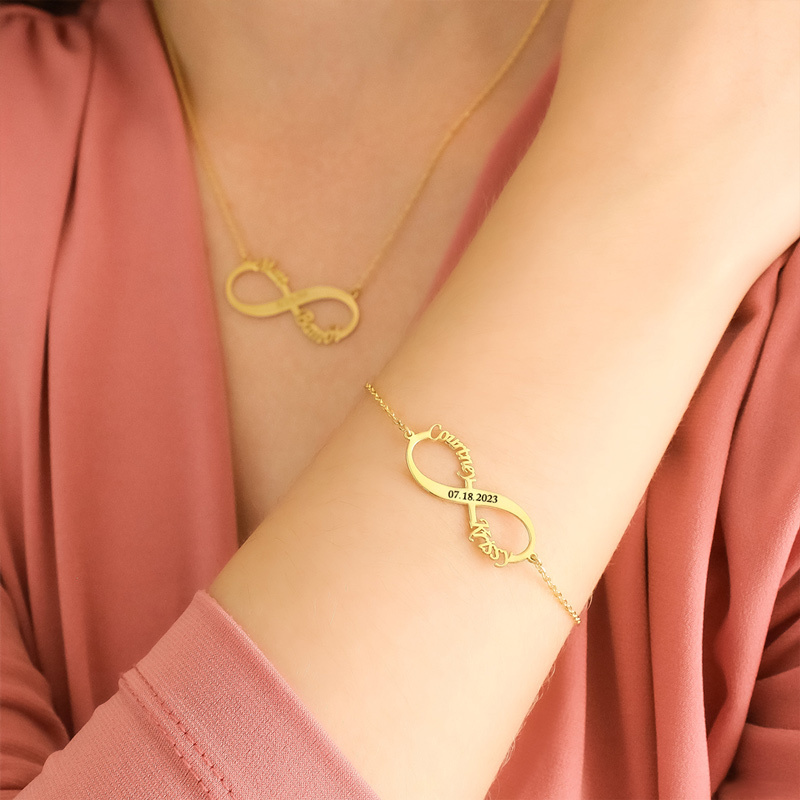 For Love - S925 I Love You Until Infinity Runs Out Name & Date Custom Infinity Bracelet