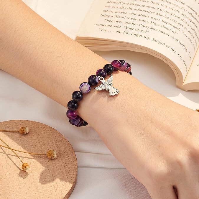 For Memorial - Angel Wing Beaded Bracelet