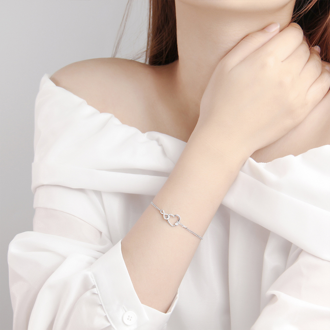 For Daughter - S925 I Love You Until Infinity Runs Out Infinite Heart Double Layer Bracelet