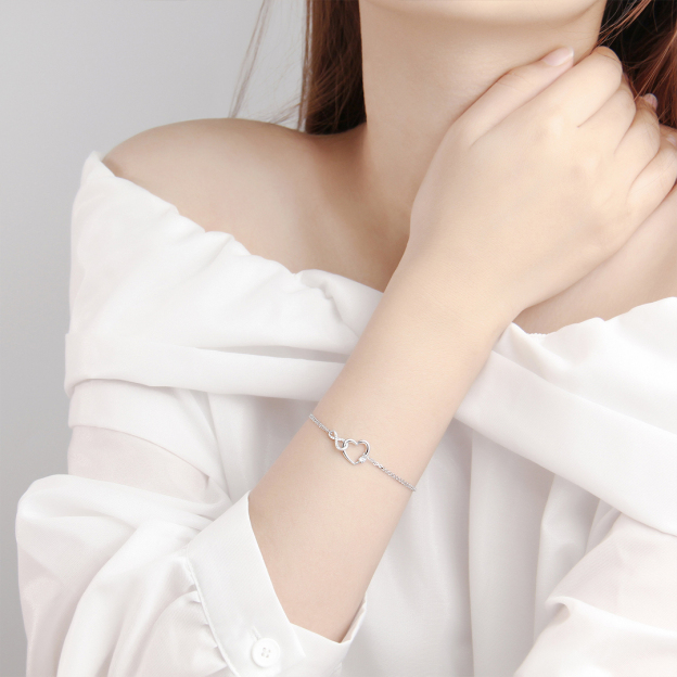 For Daughter - S925 I Love You Until Infinity Runs Out Infinite Heart Double Layer Bracelet