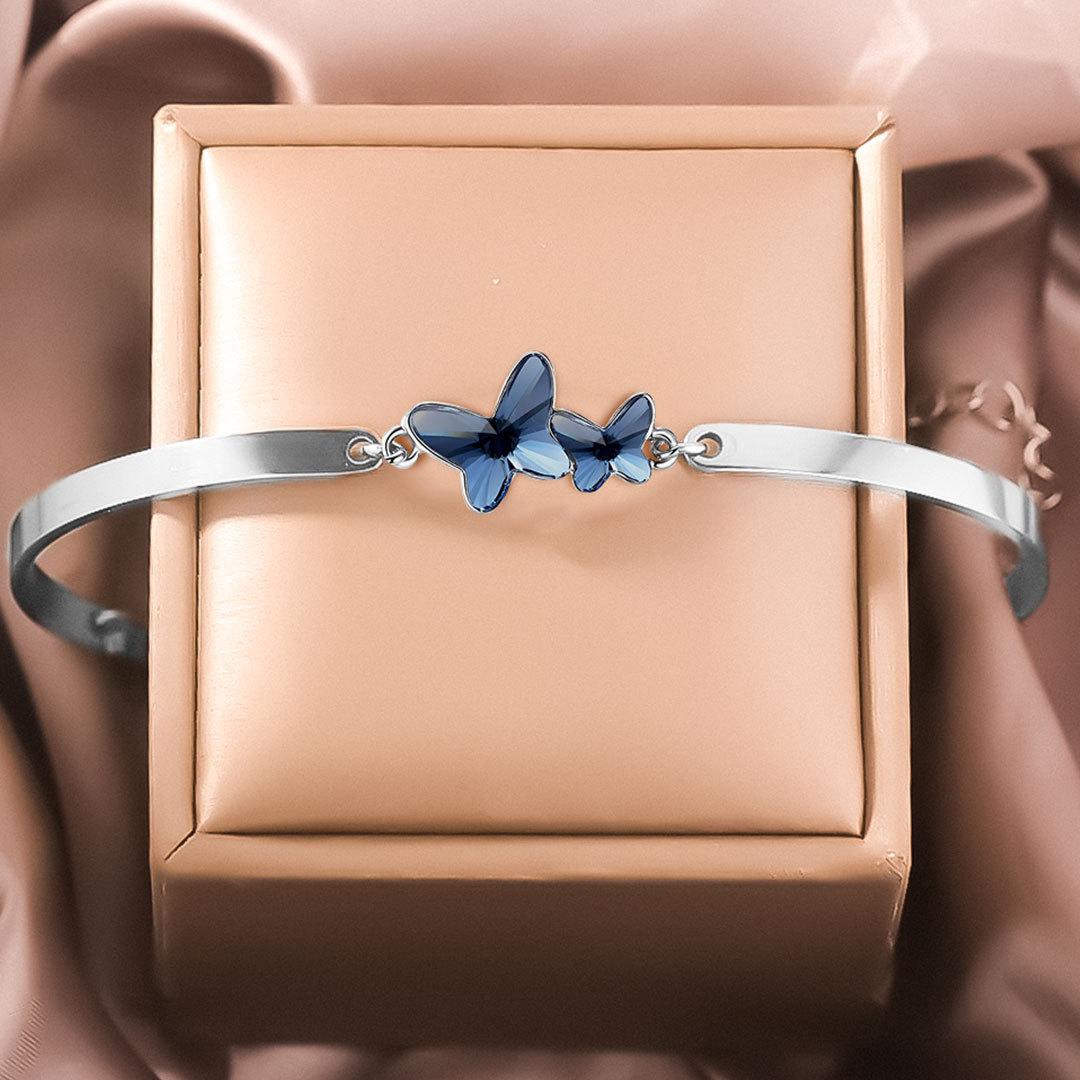 All You Have To Do Is Fly Blue Butterfly Crystal Bracelet