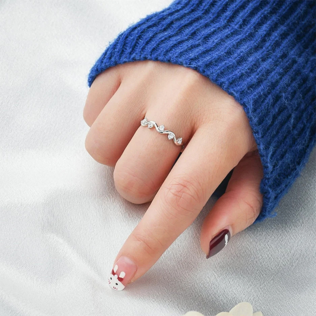 For Self - S925 A Self-Reminder Wavy Diamond Ring