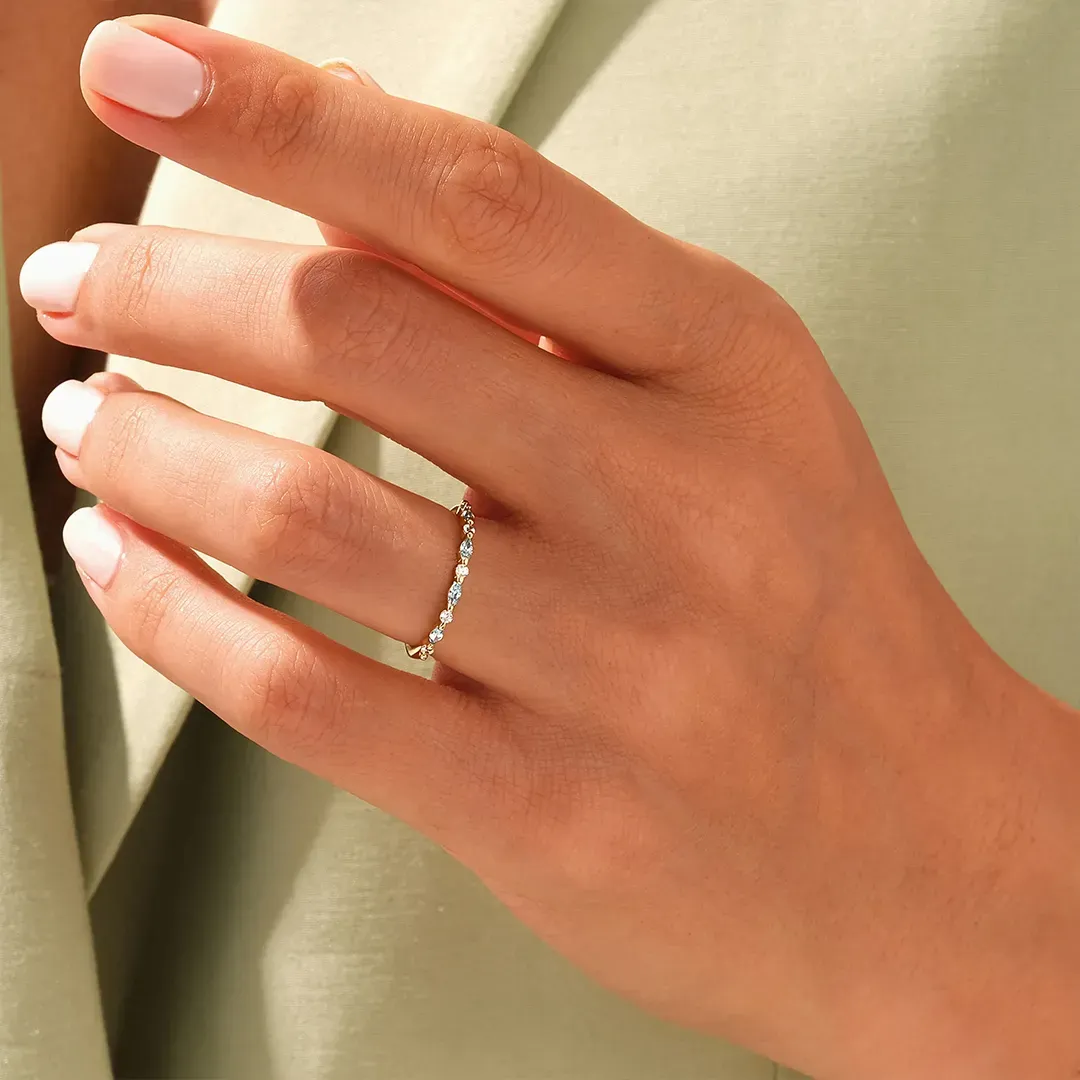 For Self-It's OK To Not Be OK Cyan Diamond Thin Ring