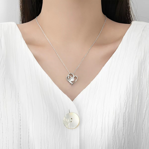 For Granddaughter - I’ll Always Be With You Diamond Double Heart Necklace