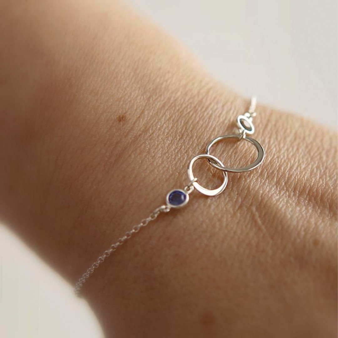S925 Mother & Daughter Forever Linked Together Birthstone Custom Circle Bracelet