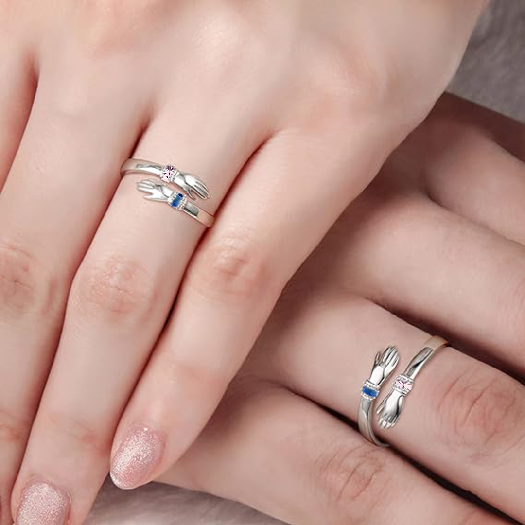 For Granddaughter - S925 Always Keep Me In Your Heart Birthstone Custom Glove Hug Ring