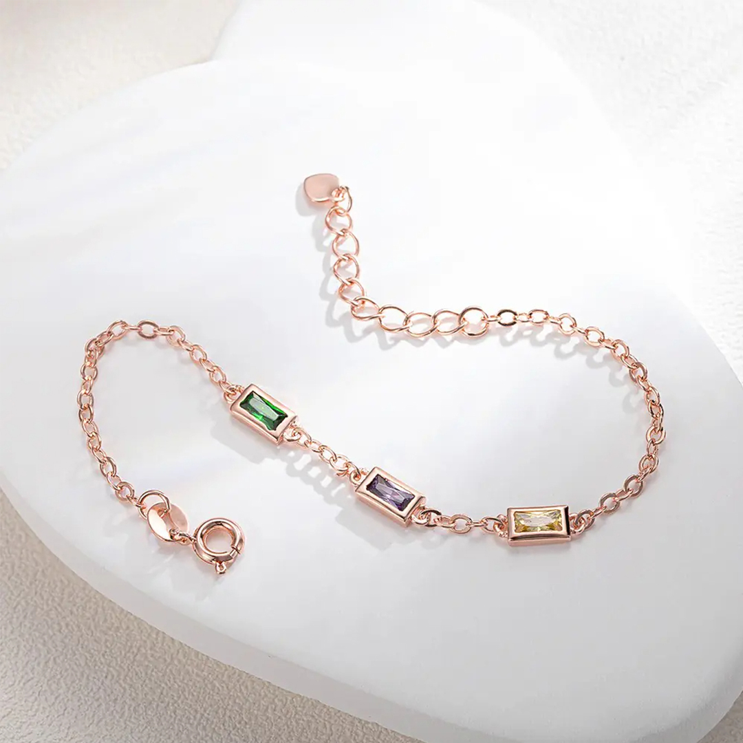 S925 Custom Long Birthstone Bracelet