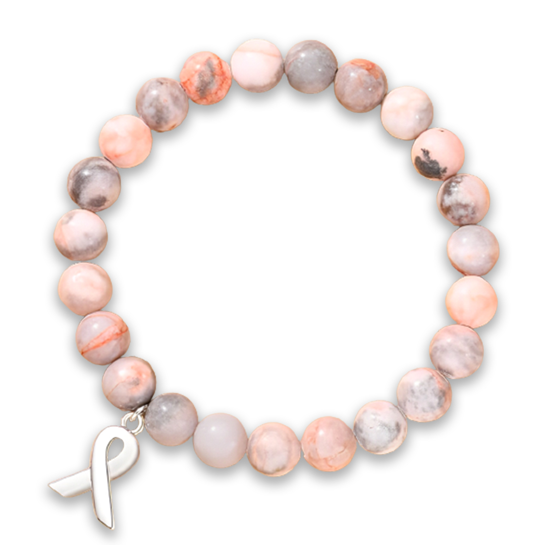 S925 Conquer Cancer Beaded Stretch Bracelet