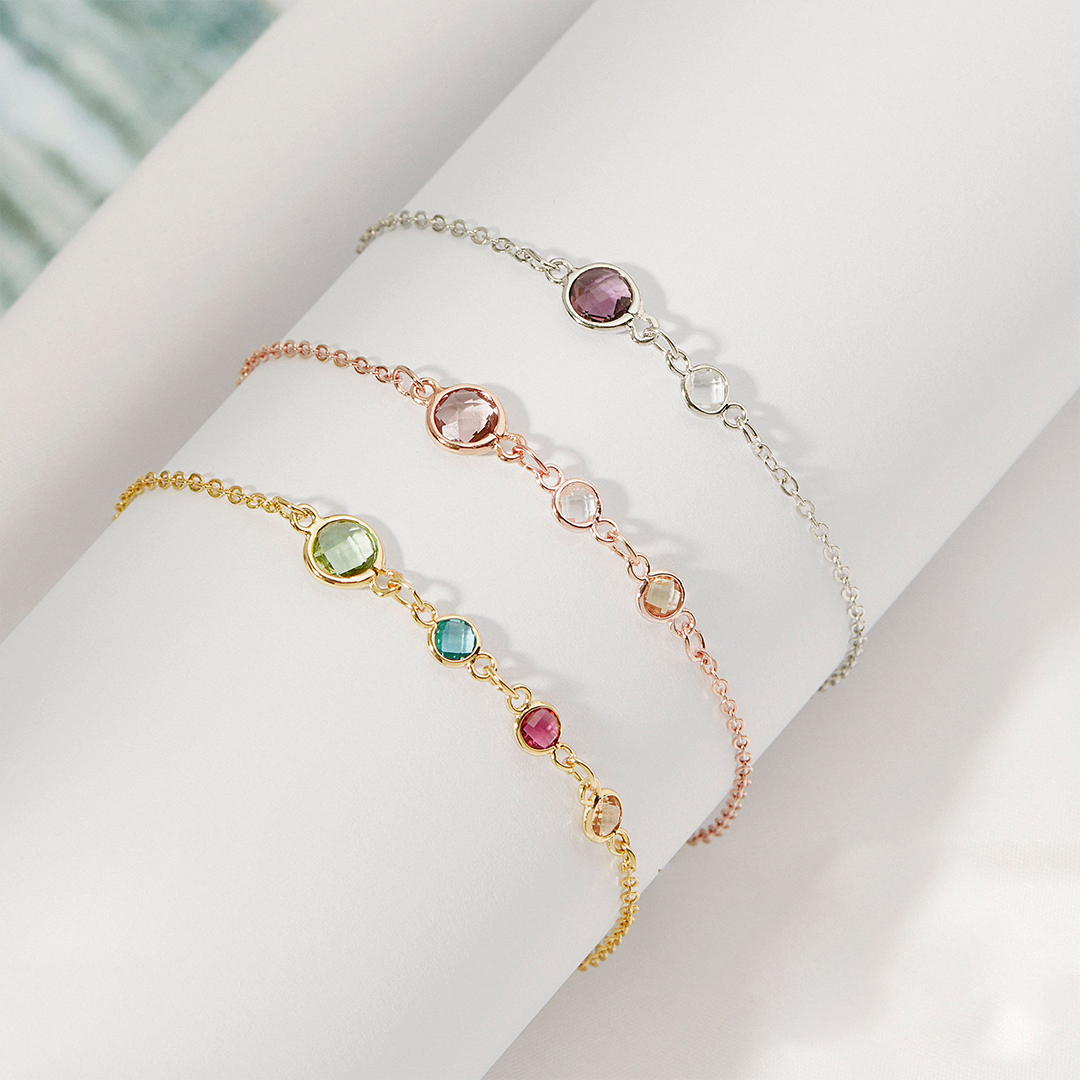 For Mama/Grandma - Custom Birthstone Circular Bracelet