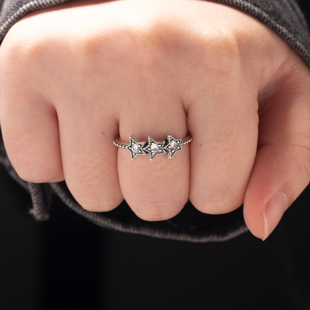 S925 My daughter Who Shines Like A Star Three Stars Ring