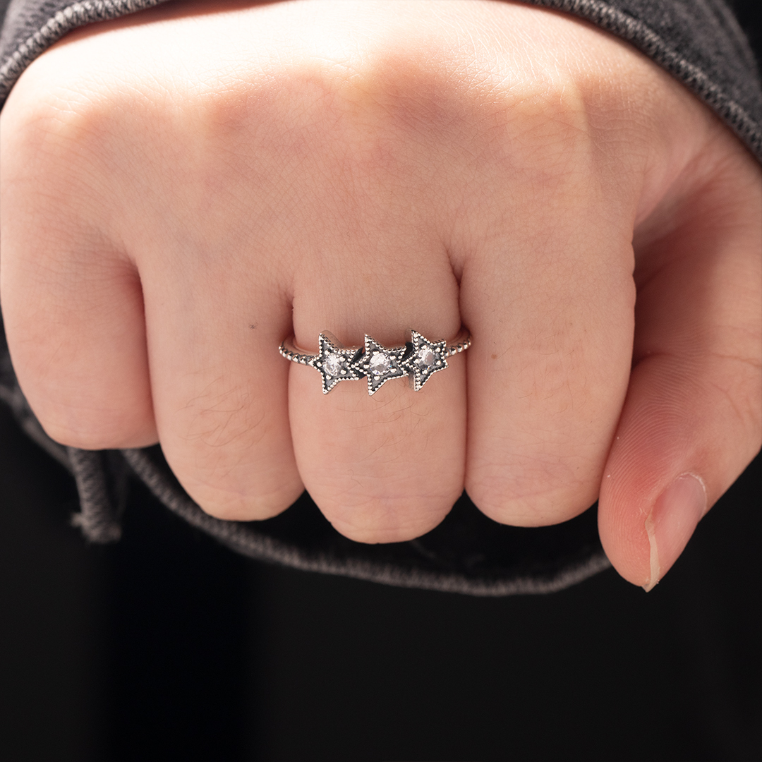 S925 My daughter Who Shines Like A Star Three Stars Ring