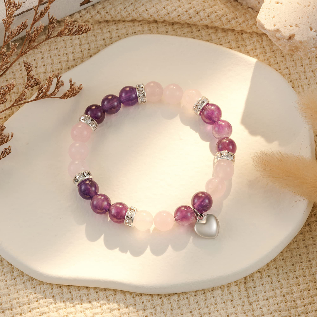 For Daughter - Never Forget How Much I Love You Heart Bead Bracelet