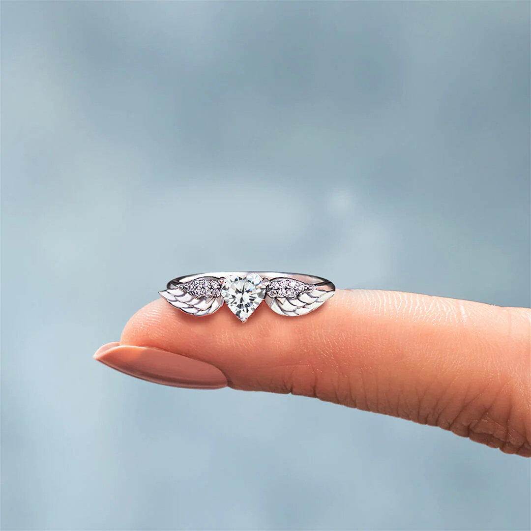 For Memorial - Until We Meet Again Love Heart Wing Ring
