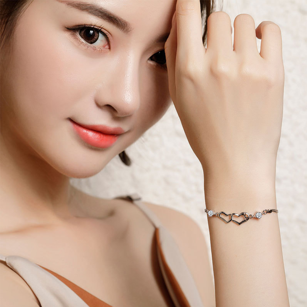 S925 Forever Linked Together Double Diamond Bracelet