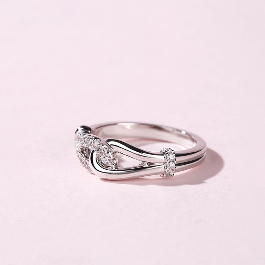 S925 Aunt And Niece Forever Connected Diamond Knot Ring