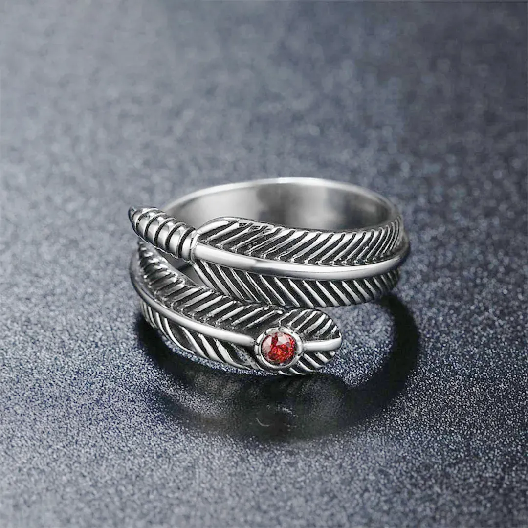 For Memorial - S925 Guardian Angel Turquoise Feather Ring
