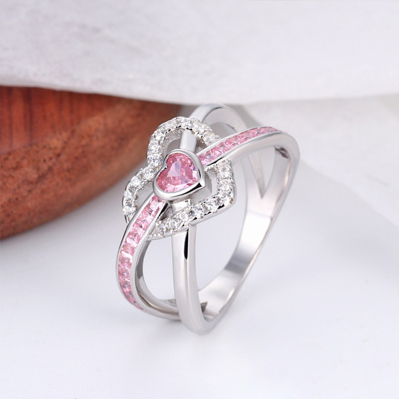 For Aunt/Niece - S925 Pink Heart Diamond Ring