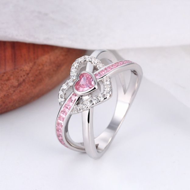 For Aunt/Niece - S925 Pink Heart Diamond Ring