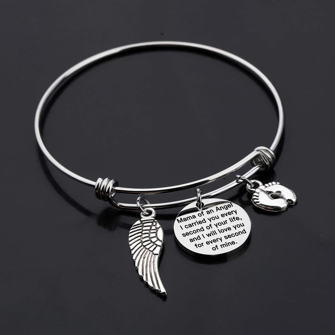 For Memorial - I Will Love You For Every Second Of Mine Footprint Wing Bracelet