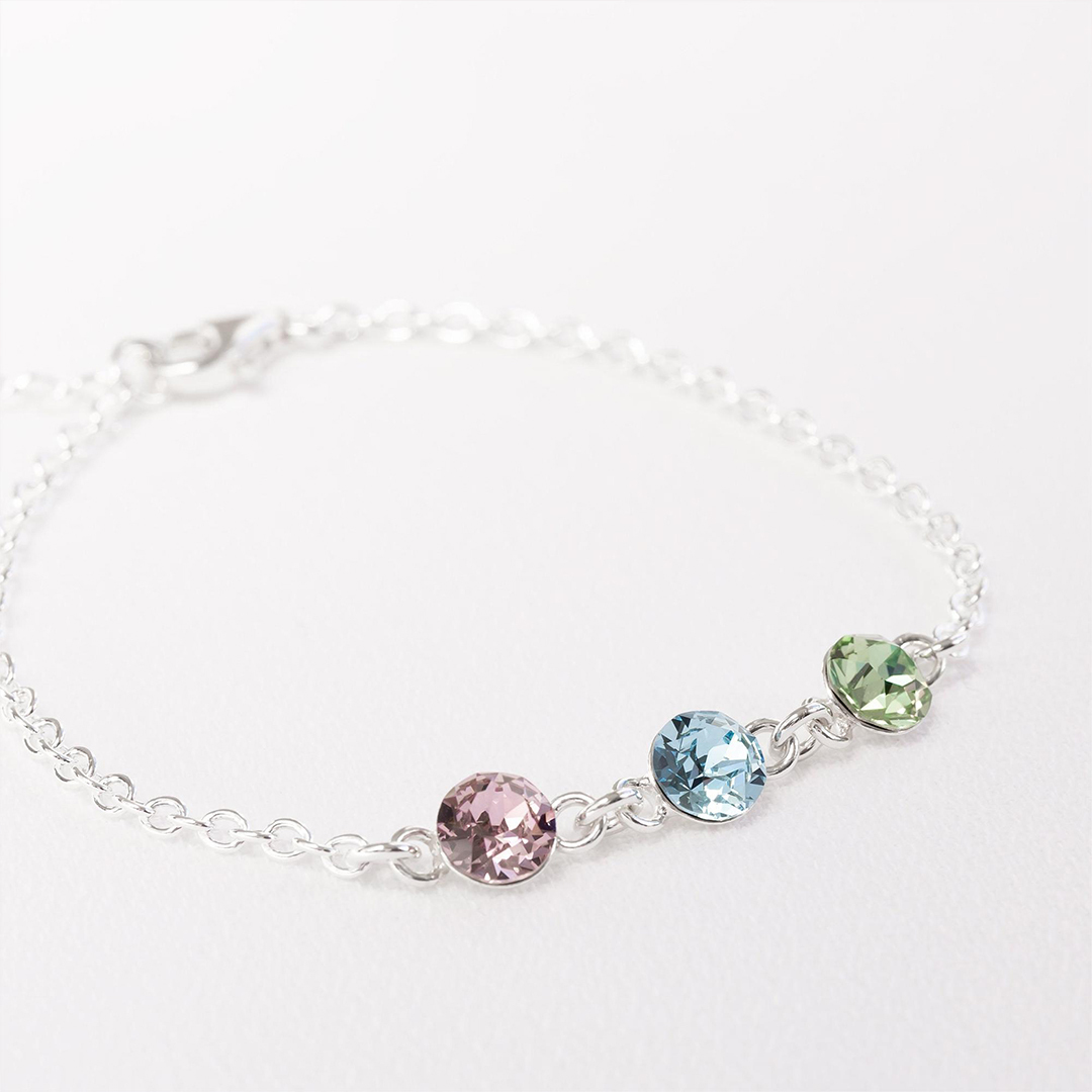 For Mother - Mother And Kids Forever Linked Together Custom Birthstones Bracelet