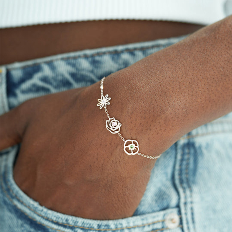 For Grandma - Grandma's Garden Custom Birth Flowers Bracelet