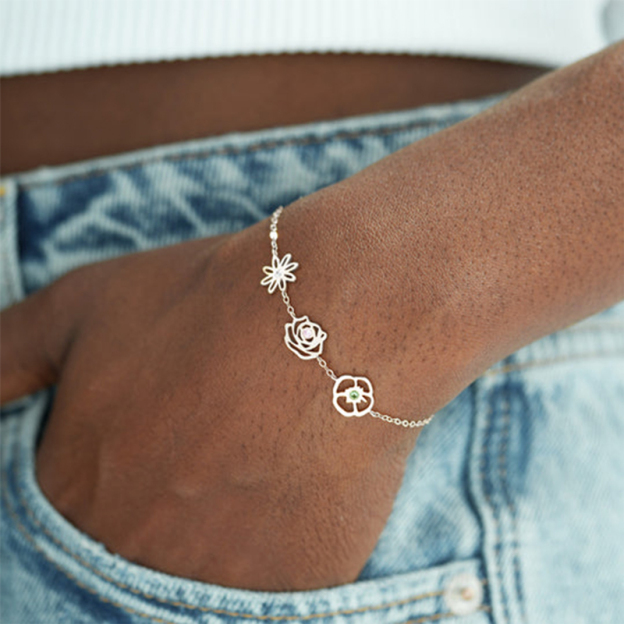 For Grandma - Grandma's Garden Custom Birth Flowers Bracelet