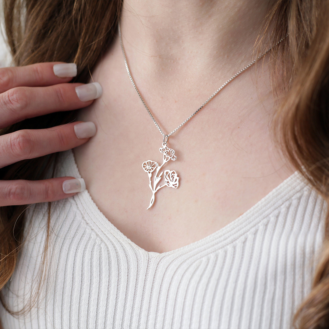 For Mother/Nana - Birth Flower Bouquet Necklace