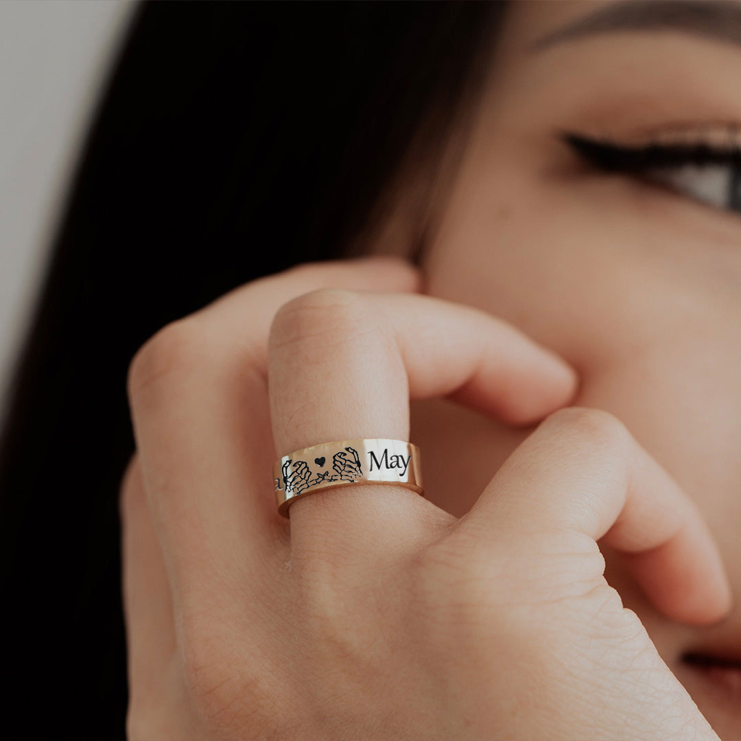 For Mother- S925 Skeleton Promise Custom Name Ring 