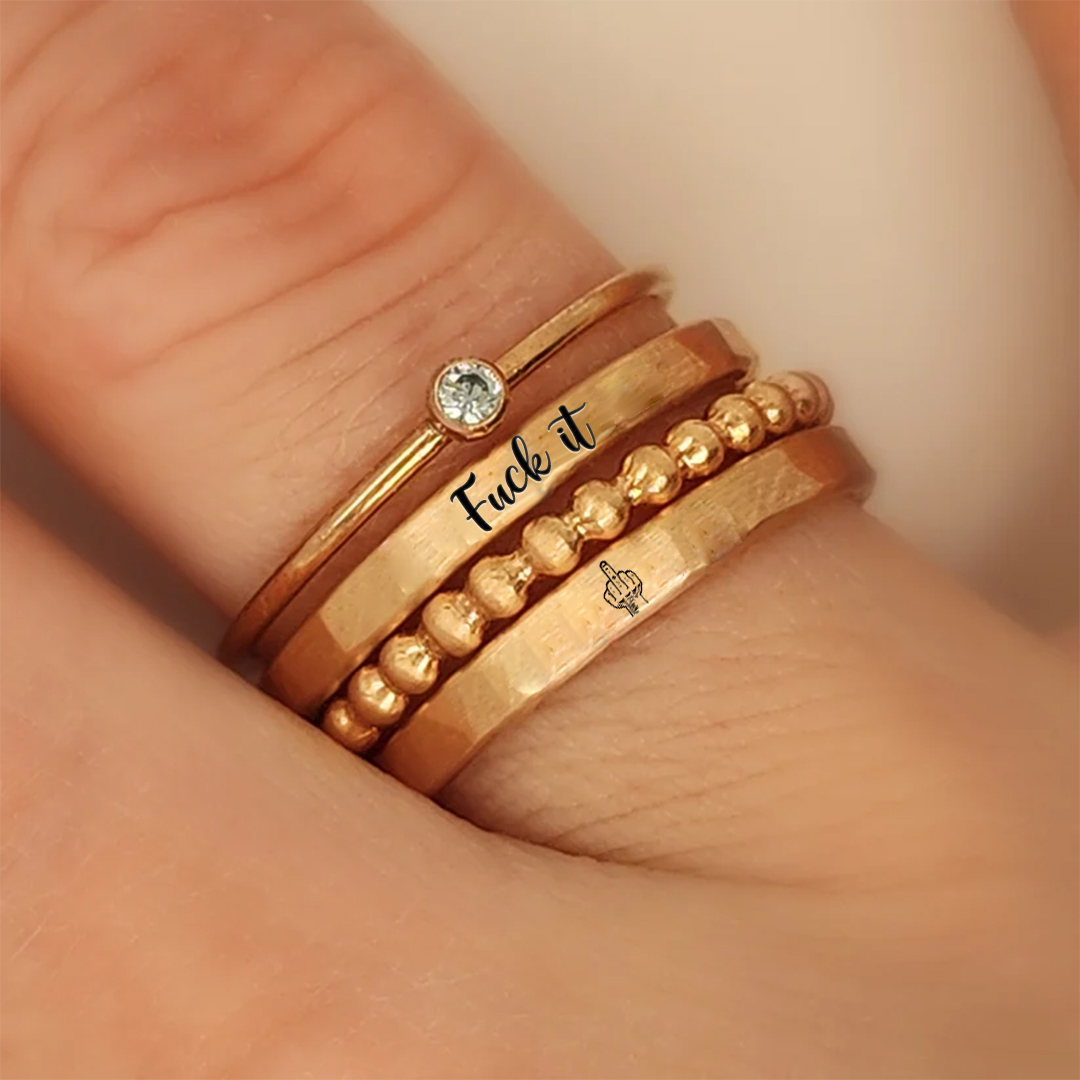 For Wife- Fuck It Stacked Ring - 4 Rings Set