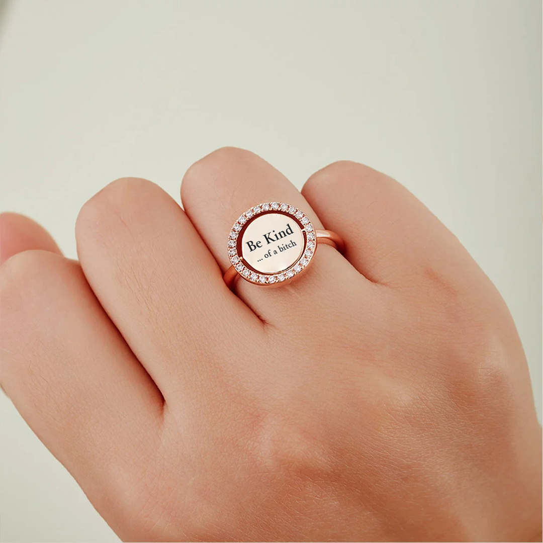 Rotatable Round Be Kind Diamond Ring