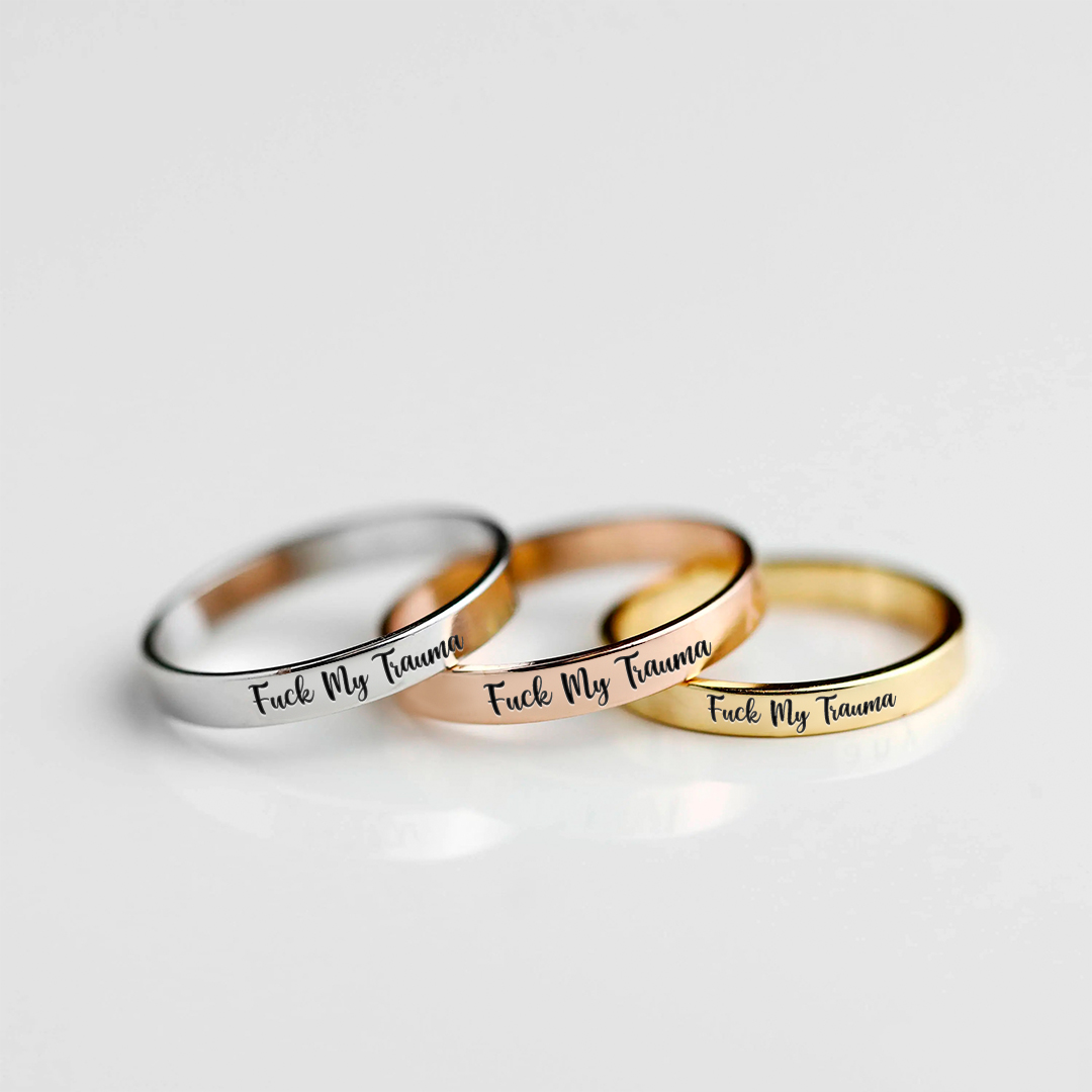 S925 Fuck My Trauma Circle Ring 