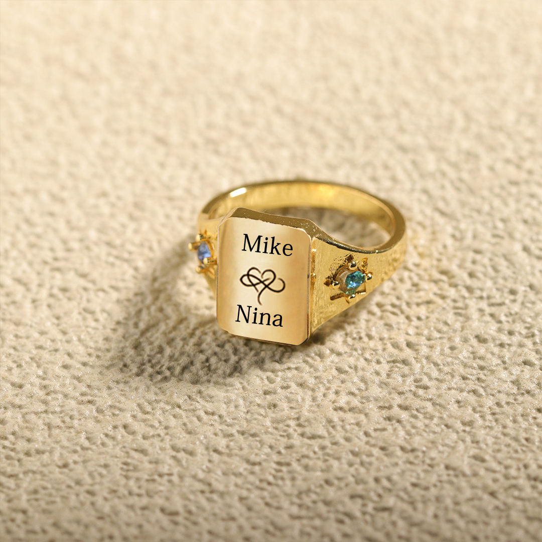 For Love - S925 Name And Birthstone Custom Ring