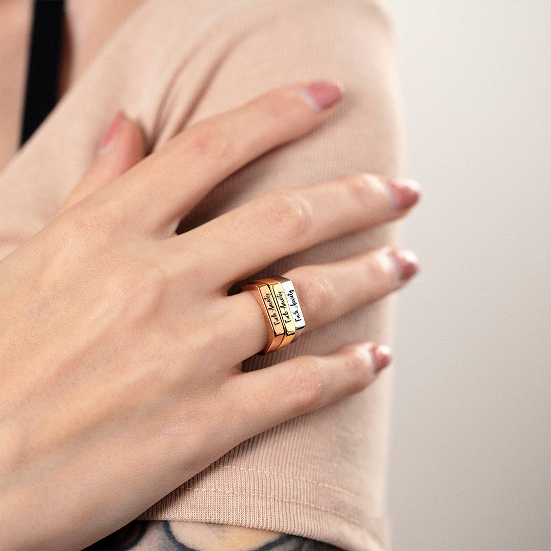 Fuck Anxiety Bar Ring
