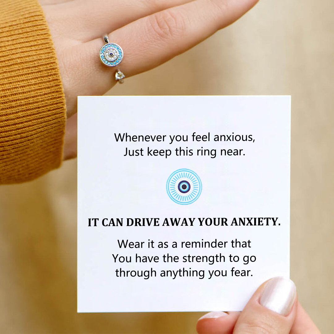 "Fuck Anxiety" Evil Eye Rotatable Ring