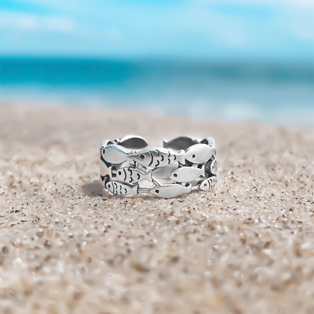 S925 School Of Fish Ring 