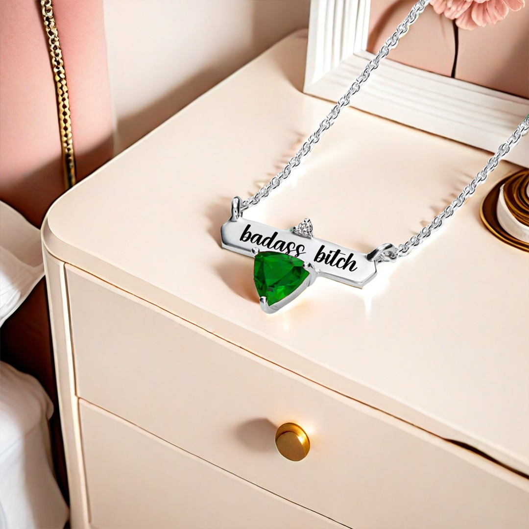 Badass Bitch Custom Birthstone Necklace