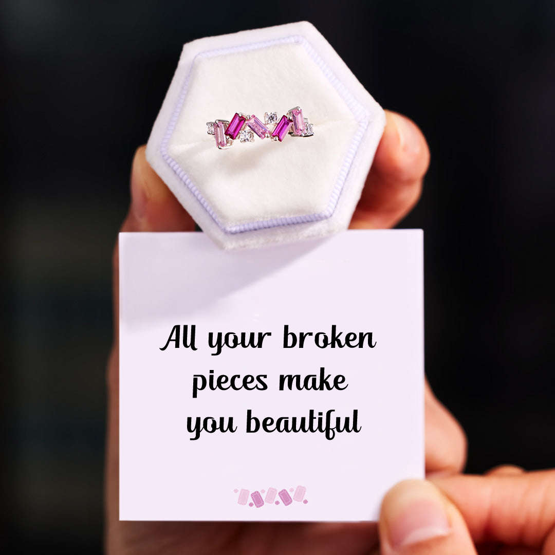 Fuck Perfection Engraved Pink Diamond Ring