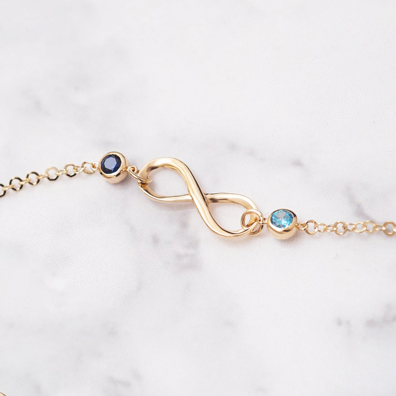 Mother & Daughter Forever Linked Together Infinite Custom Birthstones Bracelet