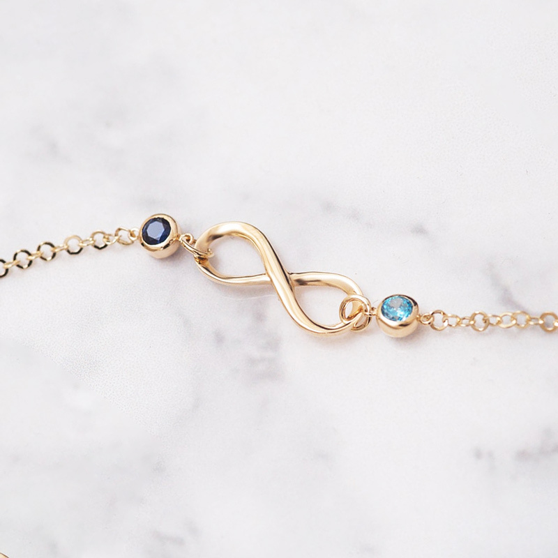 Mother & Daughter Forever Linked Together Infinite Custom Birthstones Bracelet