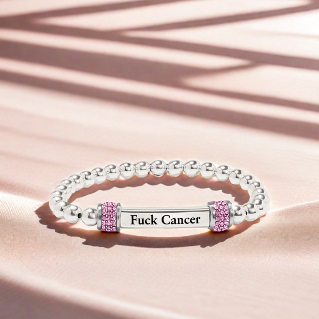 Fuck Cancer With Diamond Bead Bracelet