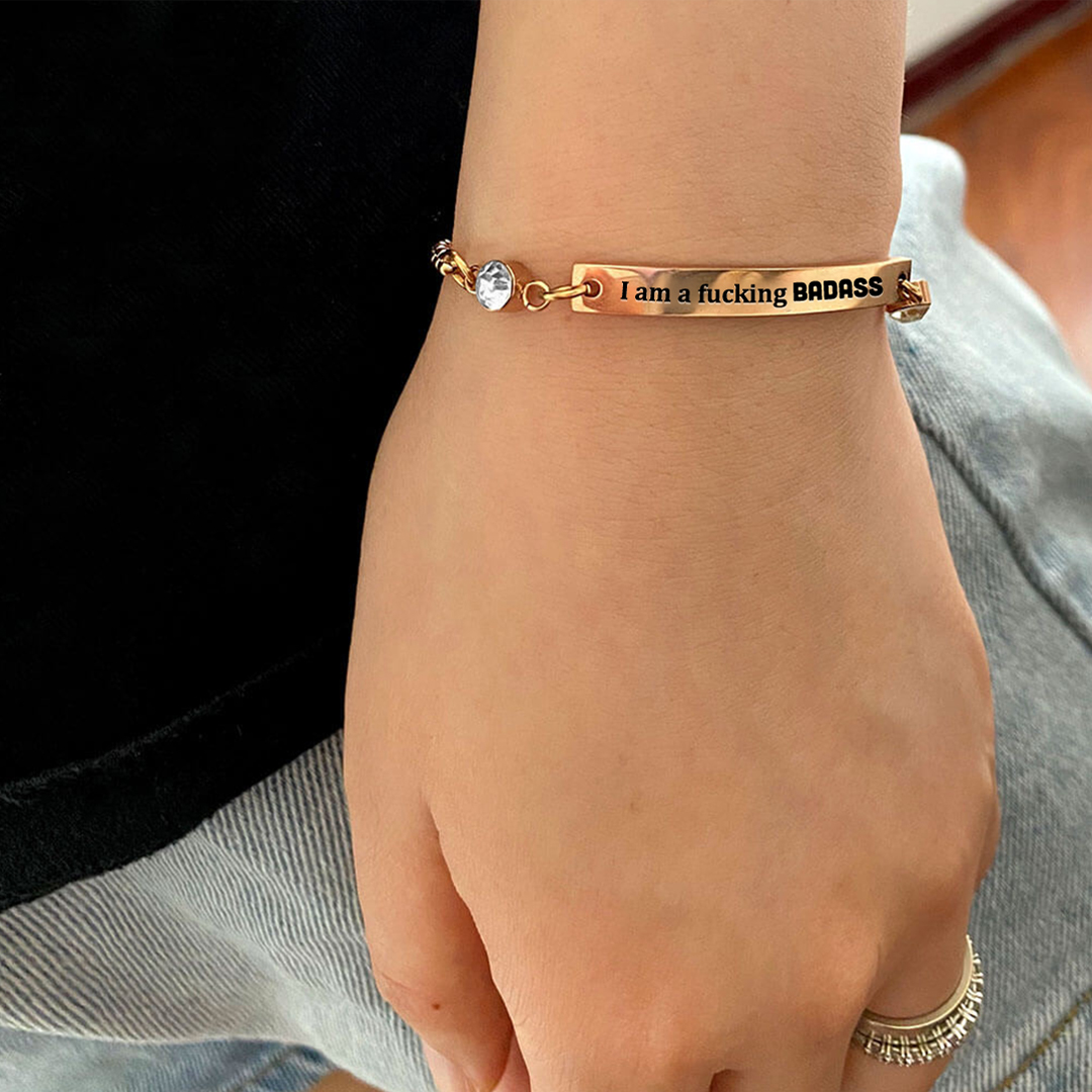 I Am a Fucking Badass White Diamond Bracelet