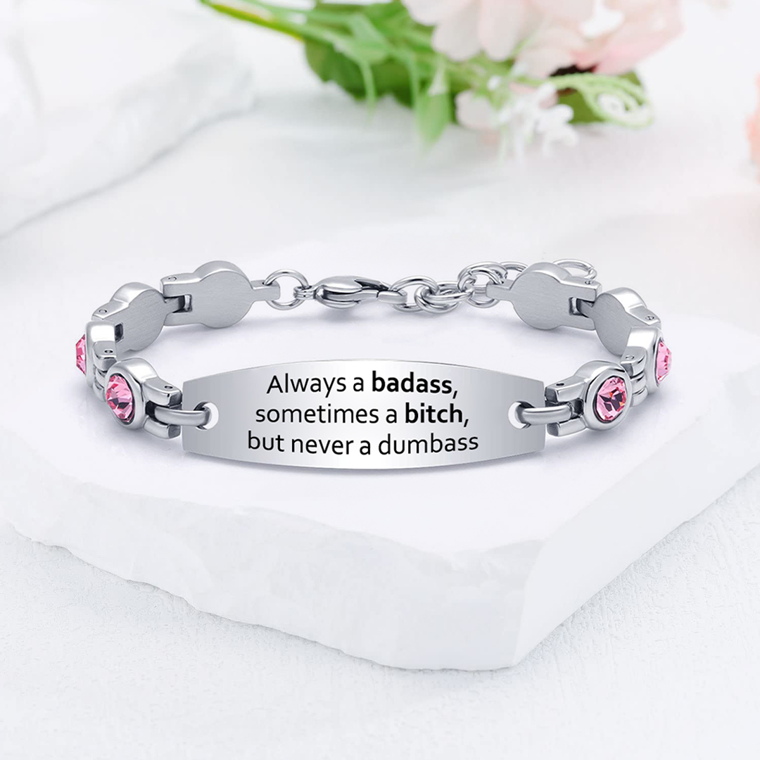 Badass Bitch Circle Diamond Chain Bracelet