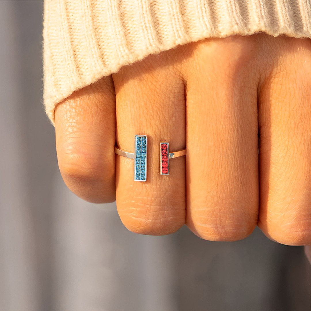 For Mother/Daughter -Thick and Thin Customized Birthstones Ring