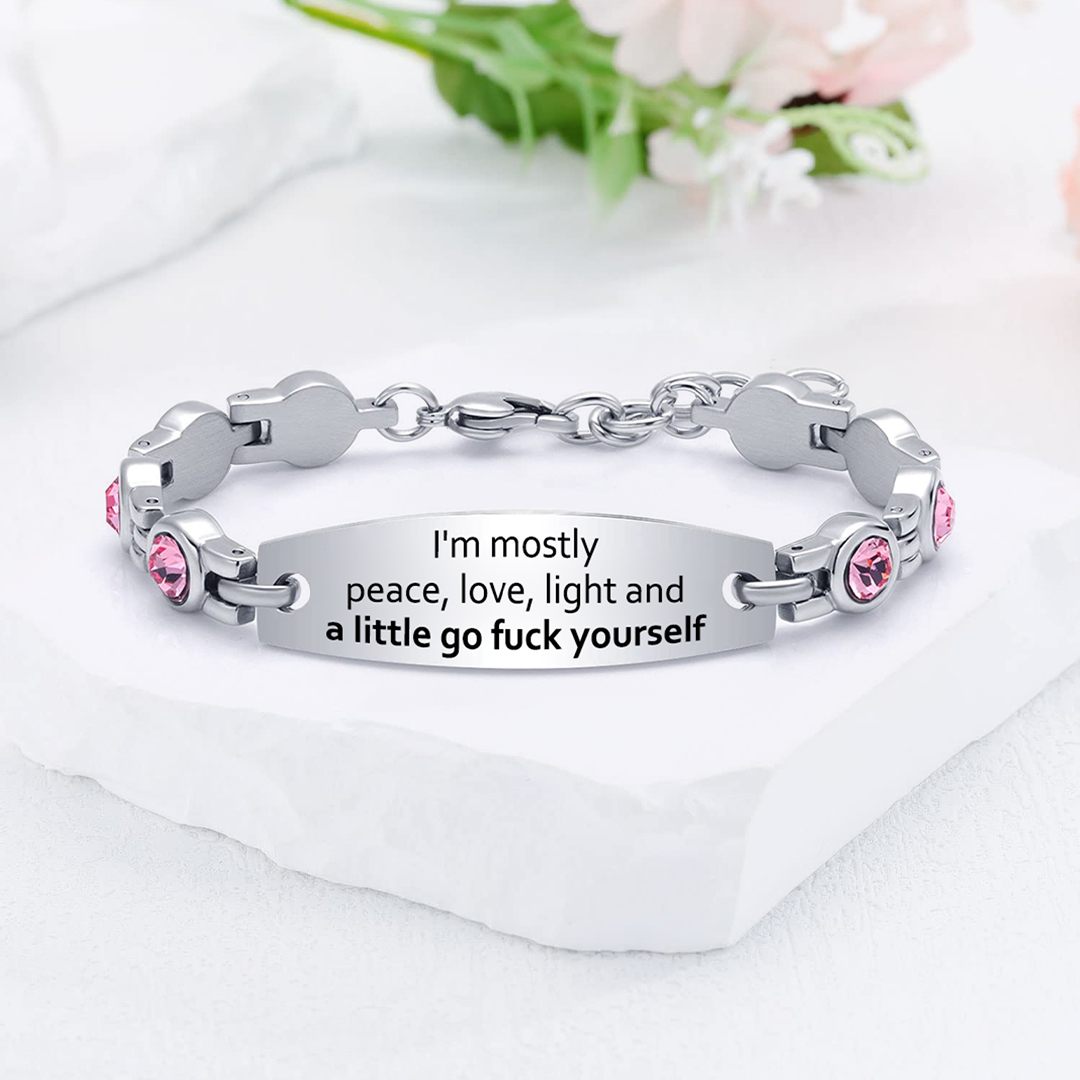 Love and Peace Circle Diamond Chain Bracelet