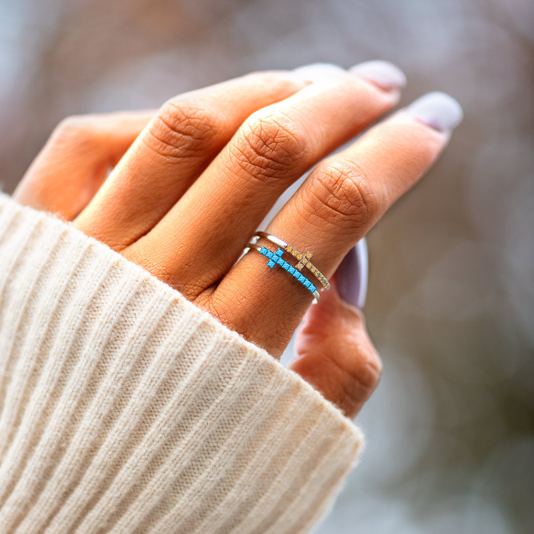 To My Daughter Pray Through It Double Cross Birthstone Custom Ring