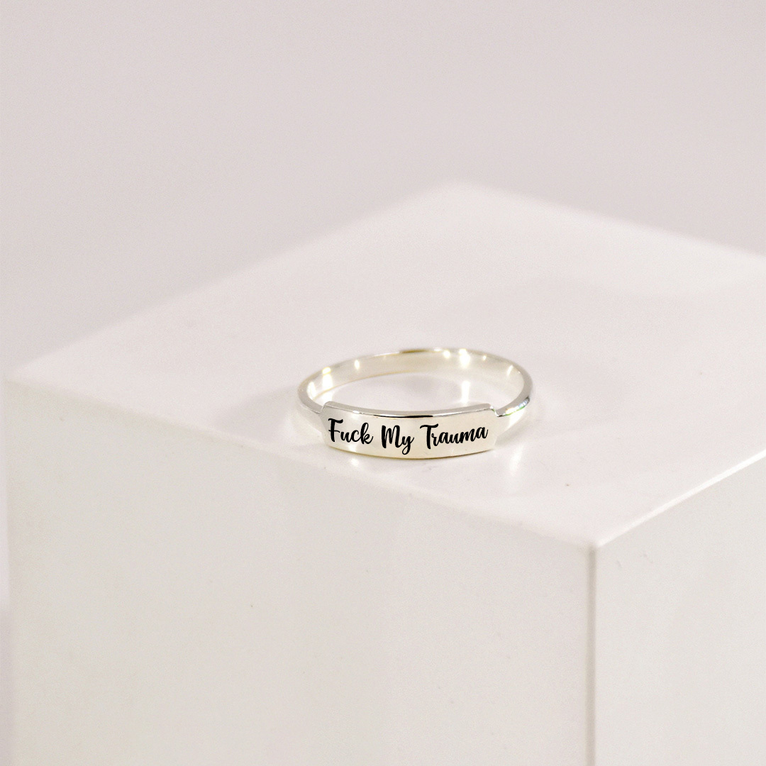 Fuck My Trauma Dainty Bar Ring