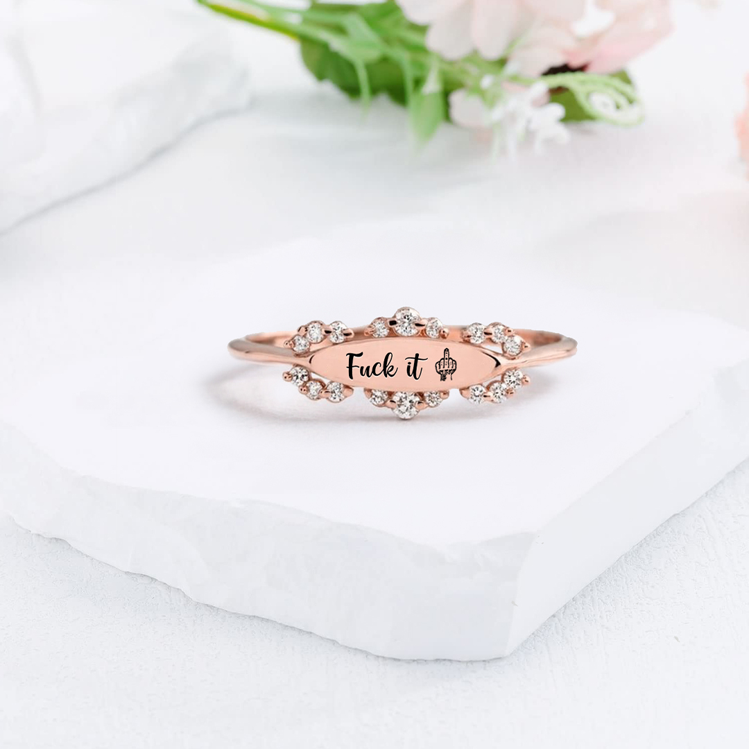 Fuck It Diamond Oval Ring