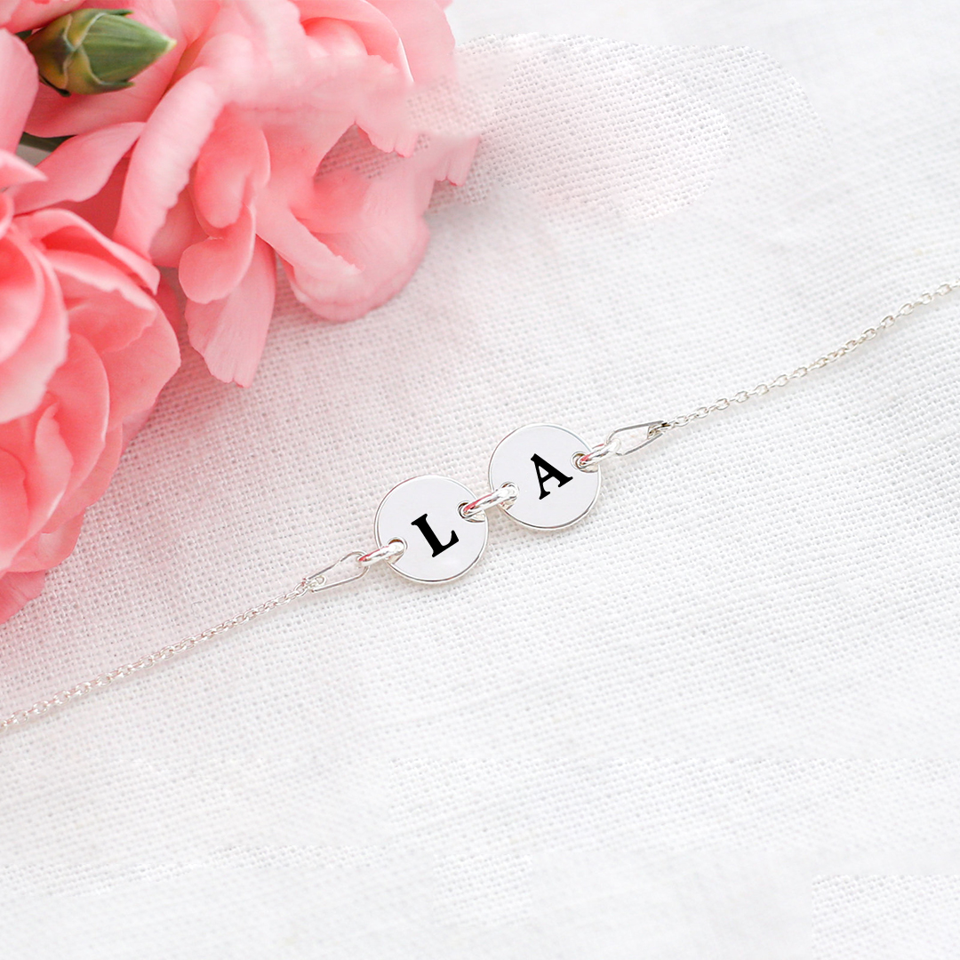 Mother And Daughter Forever Linked Together Custom Initials Bracelet