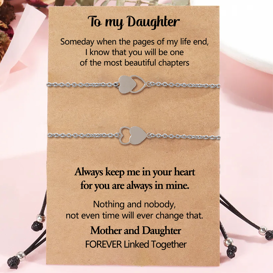 For Mother/Daughter - Lying Down Heart Bracelet Set