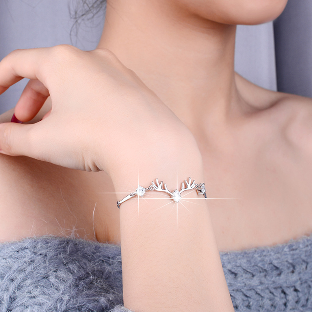 For Love -  My Hunt Was Over The Day I Met You Deer Antler Diamond Bracelet